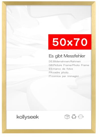 kollyseek Bilderrahmen 50x70cm Golden mit Acrylglas Metallisches Muster Picture frame Posterrahmen Fotowand