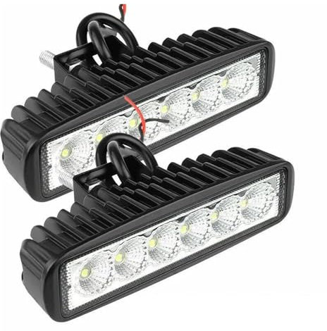 Faro Principal 2 Piezas 18w 6 LED Luz De Trabajo del Coche DRL Proyector Alto Brillo Impermeable Auto Offroad SUV Camión Faros Lámpara De Conducción 12V 24V 6000K Faros Delanteros(Alloy housi)