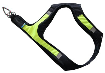 Axaeco X-Run Hundegeschirr – Professionelles Sport- & Zuggeschirr für Canicross, Bikejöring, Dogscooter & Mantrailing, Ergonomisch & Reflektierend, Ripstop-Nylon mit Cordura, Schwarz-Lime (S/M)