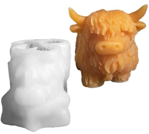 Yulokdwi Tier Silikonformen,3D Silikonformen - Hochlandkuh Design Lebensmittelecht Für Baking Crafts Seife Schokolade & Dessert Herstellung