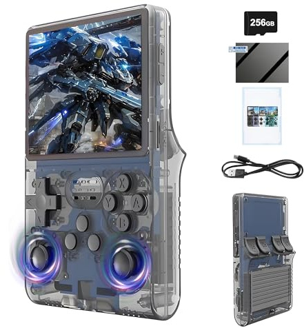 R40s poignée Console de Jeu 4 Pouces écran IPS Portable Poche Arcade avec 15000+ Jeux 64 TF Carte Console vidéo rétro avec 4000mah Batterie Support WiFi Bluetooth (Noir 128g)
