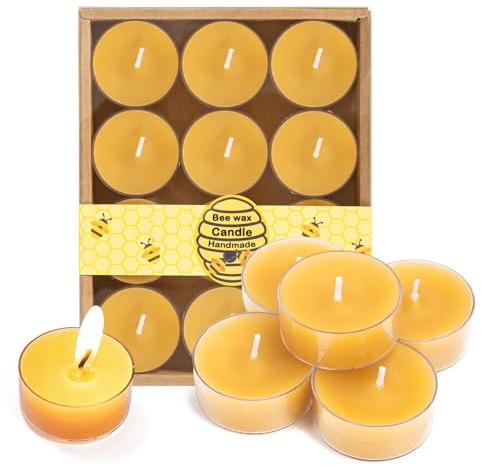 12 PCS Beeswax Candles, Handmade Cotton Wick Pure Organic 100% Natural Bees Wax for Relaxation