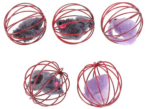 SHINEOFI 5Pcs Cat Cage Rodent Balls 6Cm Sturdy Plastic Cat-Teasing Playthings for Indoor Cats Interactive Pet Supplies Random Color Random Color