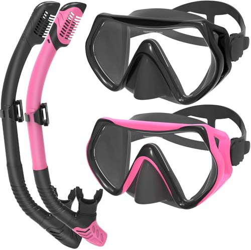 2 Stück Schnorchelset Erwachsene,Taucherbrille Anti-Fog und Dry Schnorchel, Schnorchelmaske Erwachsene Mit Gehärteter Glas, Taucherbrille mit Schnorchel für Schnorcheln und Tauchen
