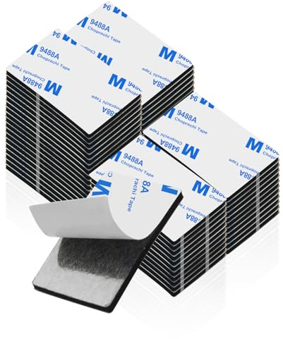 Godmony Double Sided Sticky Pads, Strong Hold Heavy Duty Double-Sided Mounting Tape,48Pcs Black Waterproof Foam Pads 50mm x 30mm (1.97 x 1.18) for Walls, Removable for Hanging Pictures, Decor,Home