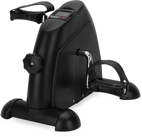 Fitby Pedaltrainer, Heimtrainer Fahrrad für Büro und Zuhause, Extra leise, Verstellbarer Widerstand, LCD-Display, Mobilitätstrainer für Beine und Arme, TÜV/GS geprüft, Kompakt, Schwarz