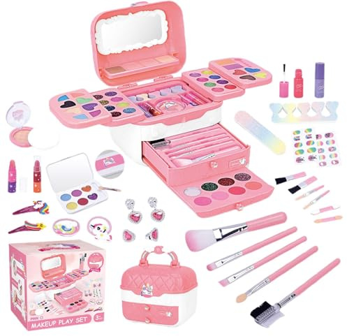 Maquillaje de juego para niños, Maquillaje de juguete,Juguetes cosméticos reales lavables para niñas | Juguete para niñas pequeñas con espejos, juguetes de , maquillaje para niños de 3 a 12 años, Navi