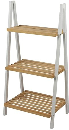 Generisch Badregal Bambus mit 3 Ablagen - Standregal Pyramide aus natürlichem Holz Leiterregal Stufen-Regal stehend Maße: 40 x 30 x 81,5 cm Küchenregal Holzregal Badezimmer