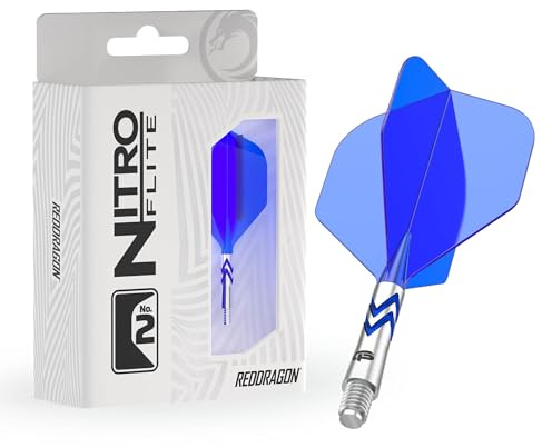 RED DRAGON Darts – Nitro Flite Integrated Flight & Shaft System | Gerwyn Price 'Iceman' | No.2 Shape and Design – Black & Silver, Intermediate Length