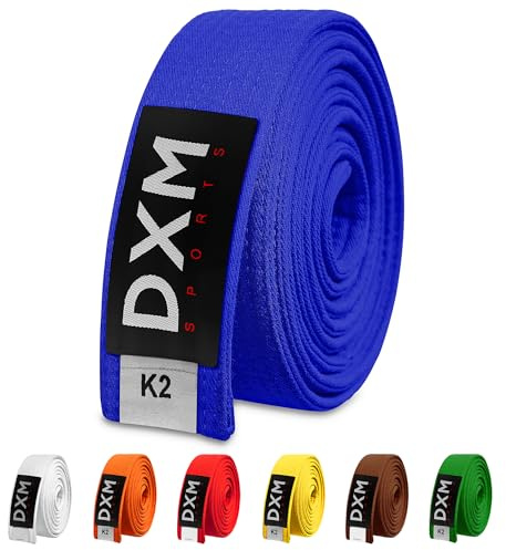 DXM SPORTS BJJ Jiu Jitsu Belt - Taekwondo Karate Belt - Martial Arts Uniform Ranking Judo Belt Double Stitched for Kids Adult (Blue, 260cm)