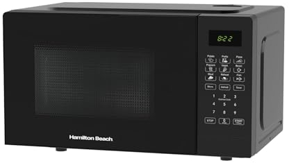 Hamilton Beach 20L Microwave Essential, Digital Controls, LED Display, 8 Presets Functions, 10 Power Levels, Speed Defrost, Child Lock, 700W - HB20P7PDB, Black