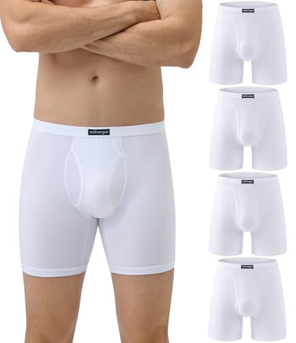 wirarpa Boxershorts för män, kalsonger, mjuka underkläder, män, modal med gylf utan etikett, 4-pack