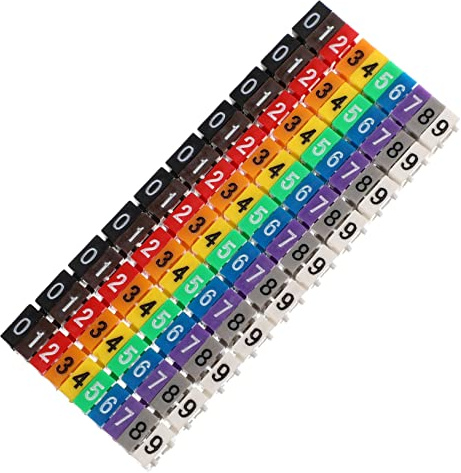 Marcatori per Cavi Numerati 0-9 in Plastica, 100 Pezzi