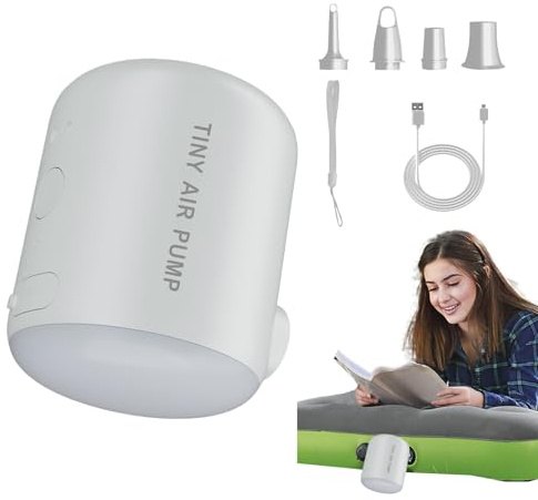 Qkbuza Pompa ad aria per gonfiabili, Pompa a Galleggiante Piscina,Inflatore Piscina Ricaricabile con luce - 2200mAh Inflazione Strumento di soffiaggio elettrico per Camping Travel