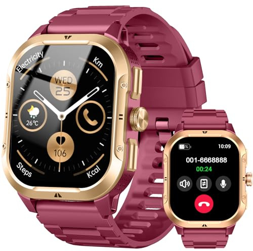 GPS Smart Watch for Men Women, 2.06HD Fitness Watch Answer/Make Call, Smartwatch with Heart Rate/Sleep Monitor/Step Counter, 100+Sport Mode, IP68 Waterproof Activity Tracker for Android iOS, Wine Red