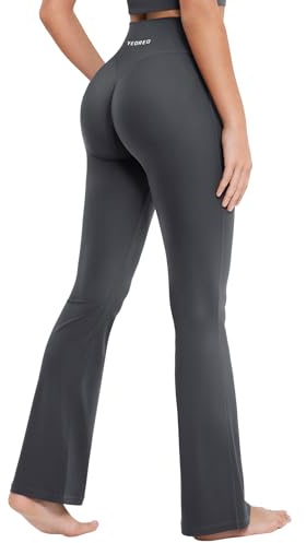 YEOREO - Leggings a zampa d'orso invisibili da donna, leggings sportivi a vita alta, pantaloni leggeri per allenamento, yoga, push up, opachi, sportivi, grigio scuro, S