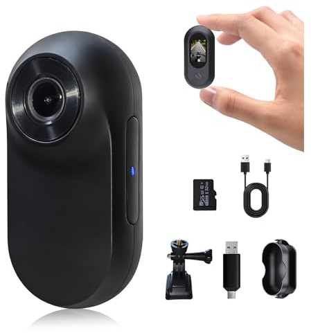 HOFAOUG Mini Action Cam Portatile, Body Cam Dimensione Pollice, Memoria Integrata 32GB, Mini Action Camera, Pov Camera, Bodycam Multifunzione, per Viaggi, Ciclismo e Avventure All'aperto