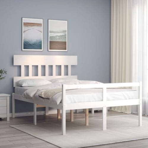 Genérico Cama para Personas Mayores con cabecero Madera Maciza 140x190cm,Mobiliario,Camas y Accesorios,Camas y somieres,3195397