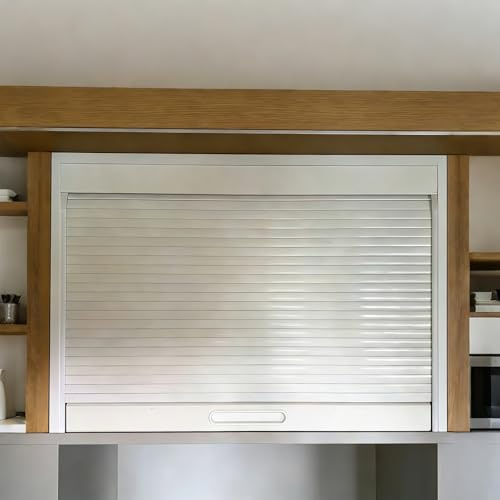 LZMZMQ 36 20/24/28/30/40 Inch Manual Roll Up Cabinet Doors White, Roller Shutter with Guide Rails & Handle, Kitchens/Workshops/Garage Wardrobe Sliding Tambour(18x22in/45.7x56cm)