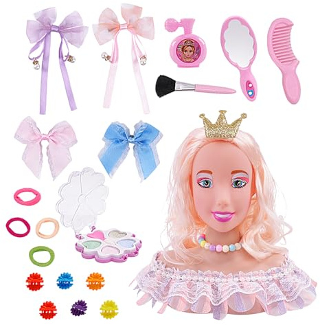 Fai Finta Di Giocare Con La Bambola Per Il Trucco - Testa Per Lo Styling Dei Bambini Da 20 Pezzi, Bambola Modello Per Capelli Con Cosmetici, Giocattolo Per Esercitarsi Con I Trucchi Per Ragazze |