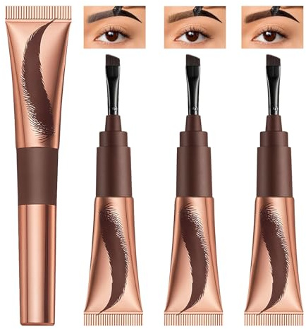 3 Pcs Peel Off Brow Tint Augenbrauenfarbe Gel, Peel Off Brow Tint Peel Augenbrauenfarbe Wasserfest Wischfest Lang Anhaltend Hohe Farbwiedergabe Einfach Bequem(Dunkelbraun Naturbraun Rotbraun)
