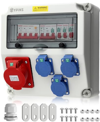 EYPINS Coffret Électrique de Chantier 32A IP66 avec Différentiel 40A | Coffret Électrique de Chantier 32A avec Interrupteur Différentiel 40A, Disjoncteur C32, Prises Schuko et CEE, IP66