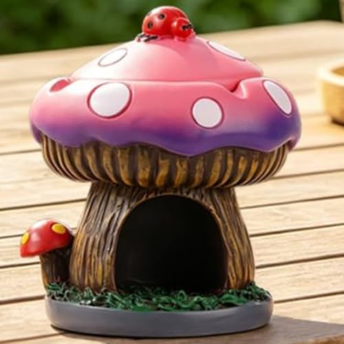YIANI Ashtray with Lid Cute Mushroom Ash tray with Storage - Cool Ashtrays for Weed Smokers and Bong Users with Smoking Accessories Collection