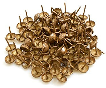 Design61 Ziernägel 100 St. Polsternägel Möbelnägel 11x13 mm Retro altgold gefleckt