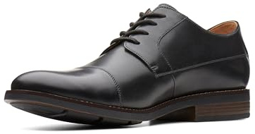 Clarks Becken Cap, Scarpe stringate derby Uomo, Black Leather, 39.5 EU