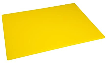 Hygiplas Low Density Chopping Board 600x450x10mm, Yellow Large | Prevents HACCP cross-contamination during cooked meat prep; dishwasher safe, non-toxic, lightweight polyethylene build.