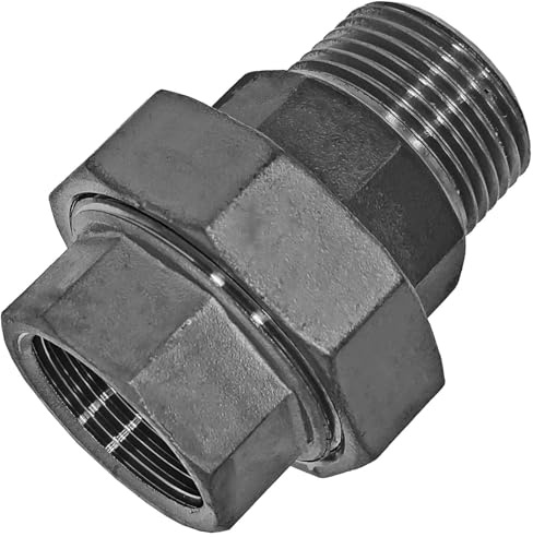 MegaHaustechnik Verschraubung, 1 1/4 IG x AG, Gewindefitting Edelstahl V4A | flach dichtend, Trinkwasser geeignet, Innengewinde und Außengewinde DN32 Rohr, rostfrei INOX