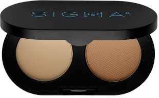 Sigma Beauty Color + Shape Brow Powder Duo - Eye Brow Palette for Natural, Defined Brows - Dark and Light Brow Powder to Tint and Highlight - Vegan, Paraban Free, Sulfate Free Brow Make Up - light