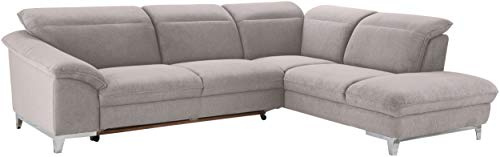 Mivano Bettsofa Teresa / Ecksofa mit Schlaffunktion, Kopfteilverstellung und Ottomane / 293 x 84 x 232 / Mikrofaser, Grau