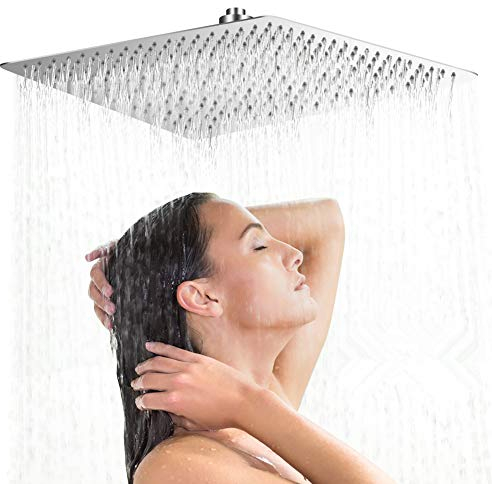 Regendusche Duschkopf Edelstahl, 20 Zoll Quadrat Wasserfall Regenduschkopf Ultradünnes Design mit Anti-Kalk-Düsen Duschkopf 50 x 50 cm, 20 ih sr head