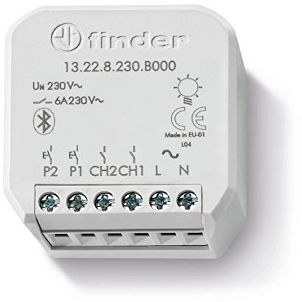 Finder YESLY Type 13228230B000 Bluetooth Multifunktionsrelais 2 Kontakte Geeignet zur Steuerung von Licht und Lüftern Programmierbar per App finder YOU