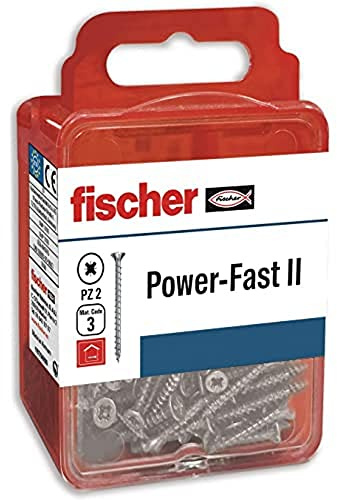 fischer Power-Fast II Spezialschrauben für Holz, 5 x 40 mm, zum Verschrauben von Holz, Verbindung von Massivholz oder Befestigung von Holzteilen