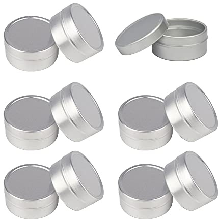 ZEOABSY 12 Stück 10ml Silber Leere Aluminiumdose Aluminium Runde Dosen Aludose mit Stülpdeckel Blechdosen Cremedosen für DIY Salben Kerze Kosmetik Rasierseife