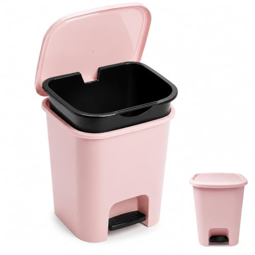 7.5L Foot Pedal Bin, Slim Plastic Dustbin with Soft Close Lid for Home
