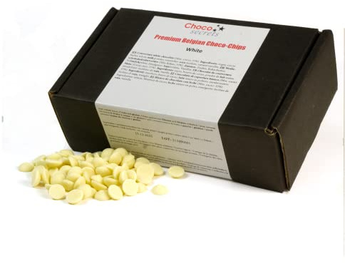 CHOCO SECRETS - 600g Belgische Weiße Schokolade Drops für Schokobrunnen und Schokofondue - Weiße Kuvertüre zum Backen - White Chocolate Chips