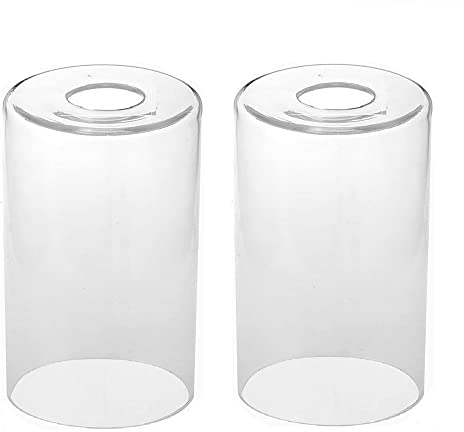 Clear Glass Lamp Shade, 2 Pack Cylinder Lamp Shades Glass Ceiling Pendant Light Shade Replacements for Lighting Fixture 9 cm × 14 cm