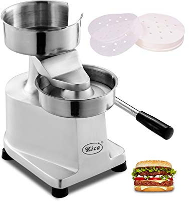 ZICA Commercial Hamburger Patty Maker 150mm/6inch Stainless Steel Burger Press Heavy Duty Hamburger Press Meat Patty Maker Hamburger Forming Processor with 500 Pcs Patty Papers