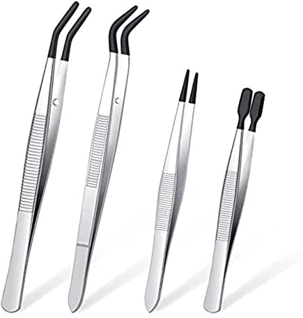 Iegefirm de 4 pinzas con puntas de goma, pinzas revestidas de PVC, pinzas de goma con punta de goma