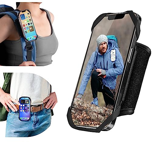 Cikyner Backpack phone holder, 2 in 1 Phone Holder For 4-7cm wide Backpack Strap Backpack Strap Clip For Phone 360° Rotatable & Detachable Belt Phone Holder for 4.5-7'' iPhone for Camping Hiking