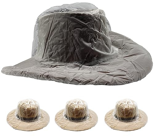 Alpha 4 Pack Cowboy Rain Cover Plastic Hat Protectors Men's Rain Hat Waterproof Hat Covers for Storage White