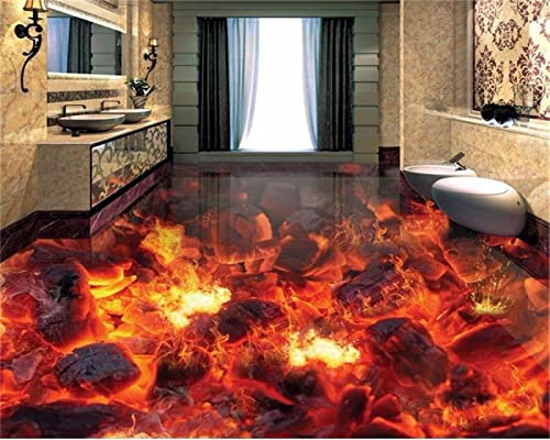 Personnalisé Sol Pâte Feu Flamme Brûlant Stéréo Étanche Épais Antidérapant Salle De Bains Plancher Maison 3d Sol Papier Peint, 200 * 140cm