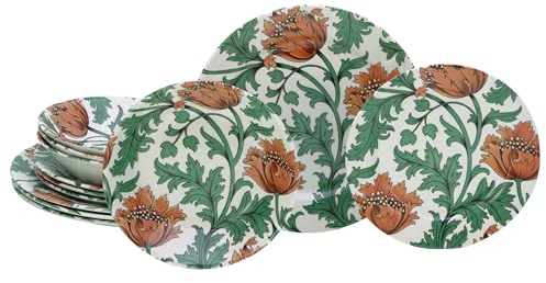CreaTable, 16888, Serie Florentina, 12-teiliges Geschirrset, Teller Set aus Steingut, spülmaschinen- und mikrowellengeeignet, Qualitätsproduktion