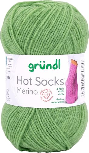Gründl Sockenwolle Hot Socks Merino - Gewicht 50g, Lauflänge 200m, Nadelstärke 2,5-3, waschbar, ideal für Pullover, Socken Farbe 08