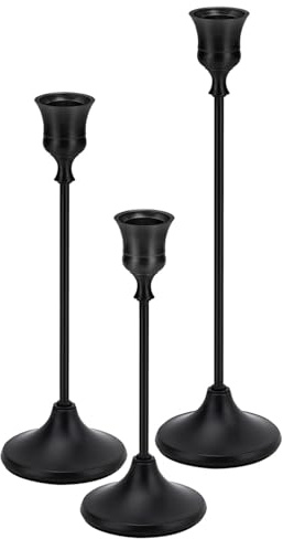 Kerzenständer, Kegel Kerzenhalter für Kerzenständer, Gold Messing Vintage Candle Stick Kerzenhalter Kandelaber Kerzenhalter für Kamin Party Dining Home (Schwarz, 3 Stück)