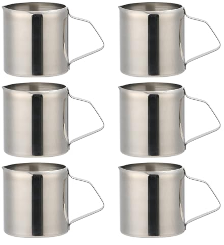 Sporgo 6 Stück Milchkännchen Edelstahl: 30 ml Kleine Milchkanne Handheld Aufschäumkännchen 1oz Espressogießer, Milchkännchen für Cappuccino,Latte und Espresso