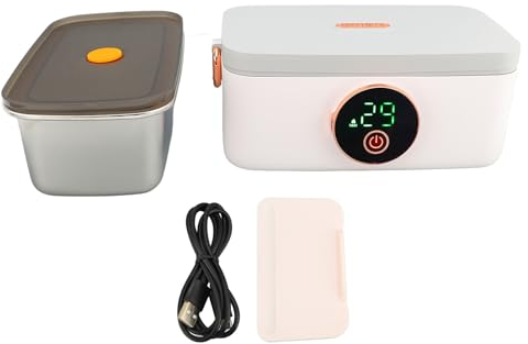 Tnfeeon Lunch Box Elettrico Scaldavivande Scaldavivande capacità 1L USB Lunch Box Riscaldato Portatile Ricaricabile per Auto da Viaggio in Ufficio